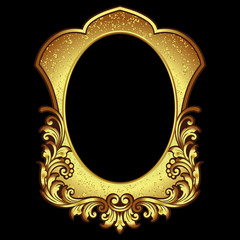 Vector vintage border frame engraving with retro ornament pattern in antique rococo style decorative design