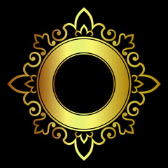 Naklejka premium Vector vintage border frame engraving with retro ornament pattern in antique rococo style decorative design