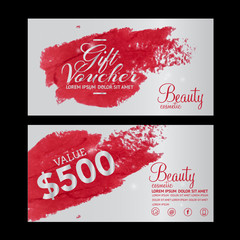 beauty cosmetics gift voucher vector