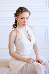 Princess style bride with crystal headpiece
