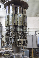 Old complex, industrial hydraulic mechanism.