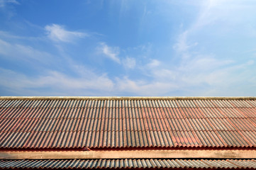 Roof with blue sky,Thailand temple roof, Vintage thai style