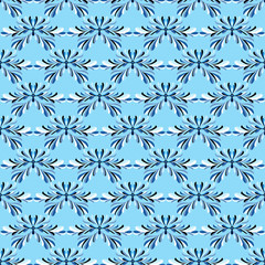 abstract blue flowers on blue background seamless pattern vector illustration