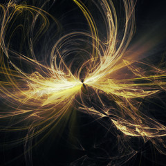 Golden explosions. Image of fractal lines and colors design to convey sense of movement, explosion, energy, design and concept.