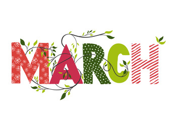 March month name.  - obrazy, fototapety, plakaty
