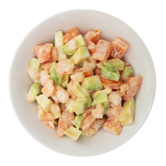 Salad of avocado, tomatoes and shrimp