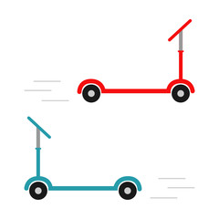 Kick scooter set. White background. Isolated. Flat design.