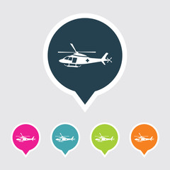 Very Useful Editable Helicopter Icon on Different Colored Pointer Shape. Eps-10.