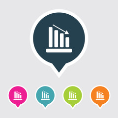 Very Useful Editable Graph Icon on Different Colored Pointer Shape. Eps-10.