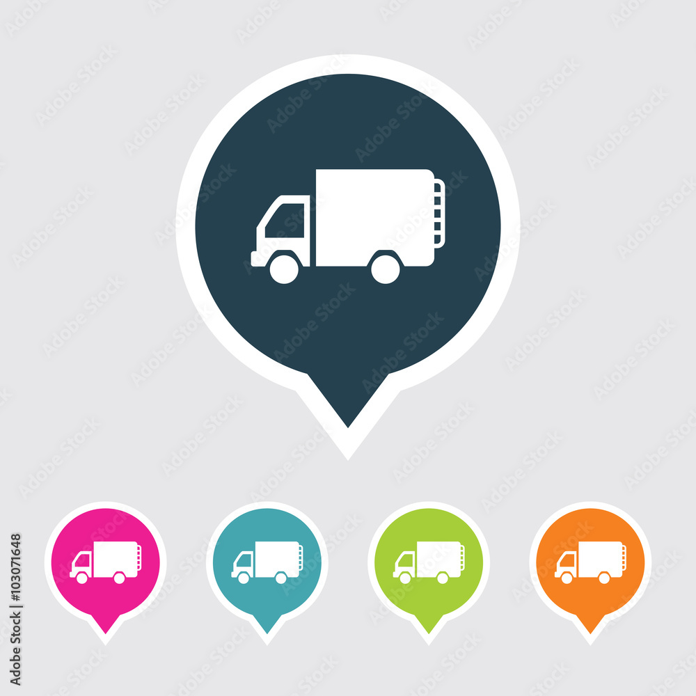Aufkleber very useful editable motor van icon on different colored pointer shape. eps-10.
