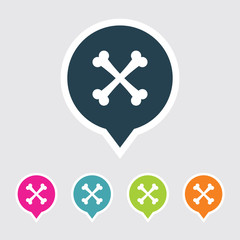 Very Useful Editable Bones Icon on Different Colored Pointer Shape. Eps-10.