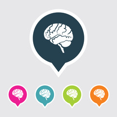 Very Useful Editable Human Brain Icon on Different Colored Pointer Shape. Eps-10.