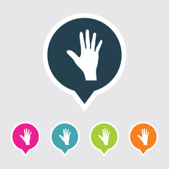 Very Useful Editable Hand Icon on Different Colored Pointer Shape. Eps-10.