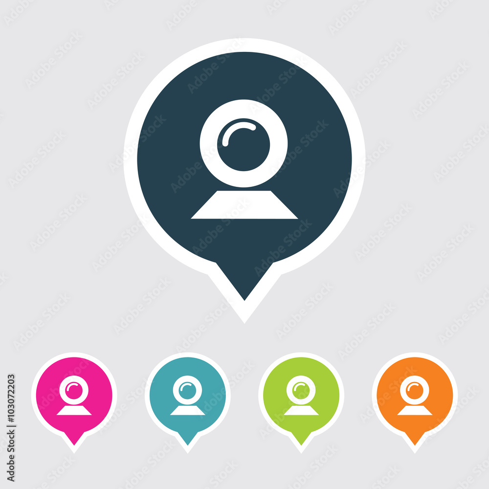 Poster very useful editable webcam icon on different colored pointer shape. eps-10.