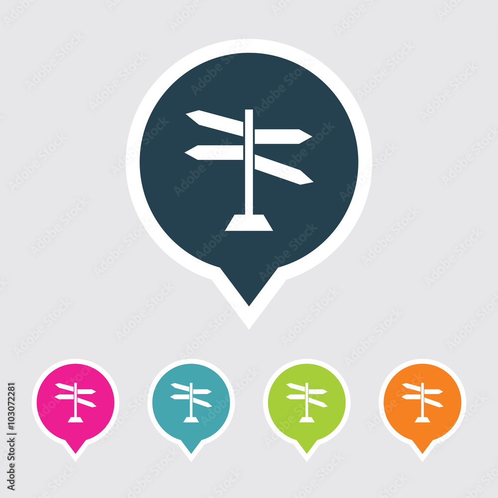 Poster very useful editable blank road sign icon on different colored pointer shape. eps-10.