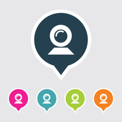 Very Useful Editable Webcam Icon on Different Colored Pointer Shape. Eps-10.