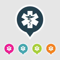 Very Useful Editable Medical Symbol Icon on Different Colored Pointer Shape. Eps-10.