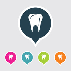 Very Useful Editable Tooth Icon on Different Colored Pointer Shape. Eps-10.