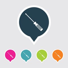 Very Useful Editable Screw Driver Icon on Different Colored Pointer Shape. Eps-10.