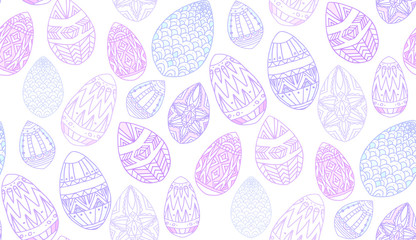 Seamless texture with delicate doodle easter eggs