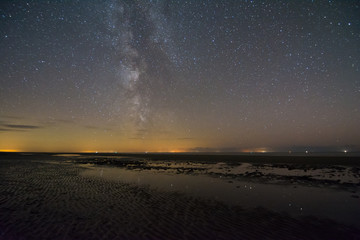 Milchstraße am Wattenmeer in St Peter Ording Bad, Nordsee in Deutschland