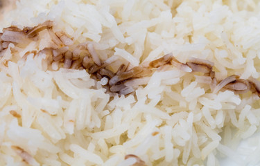 Delicious boiled rice with soya sauce.