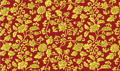 Golden Chinese floral pattern