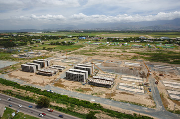 Aerial view of the construction site