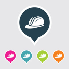 Very Useful Editable Engineer's Cap Or Safety Helmet Icon on Different Colored Pointer Shape. Eps-10.