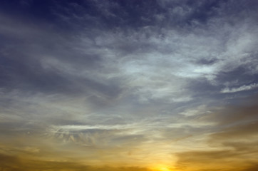 Evening sunset with cloudy skies