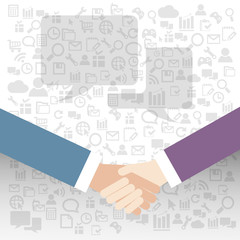 Partnership ,flat design with technology background