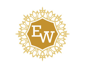 EW initial royal letter logo