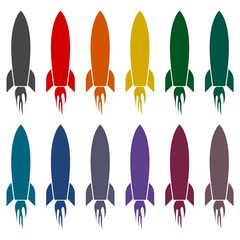 Rocket launch icons set 