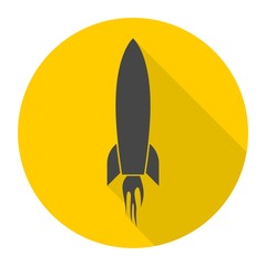 Rocket launch icon with long shadow