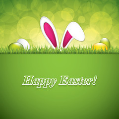 Easter greeting card with rabbit ears