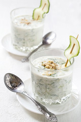 Spring bulgarian cold soup tarator