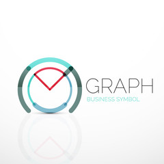 Abstract logo idea, linear chart or graph  business icon. Creative vector logotype design template