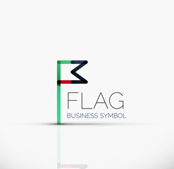 Logo flag, abstract linear geometric business icon