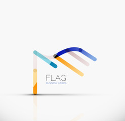 Logo flag, abstract linear geometric business icon