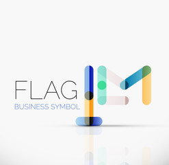 Logo flag, abstract linear geometric business icon