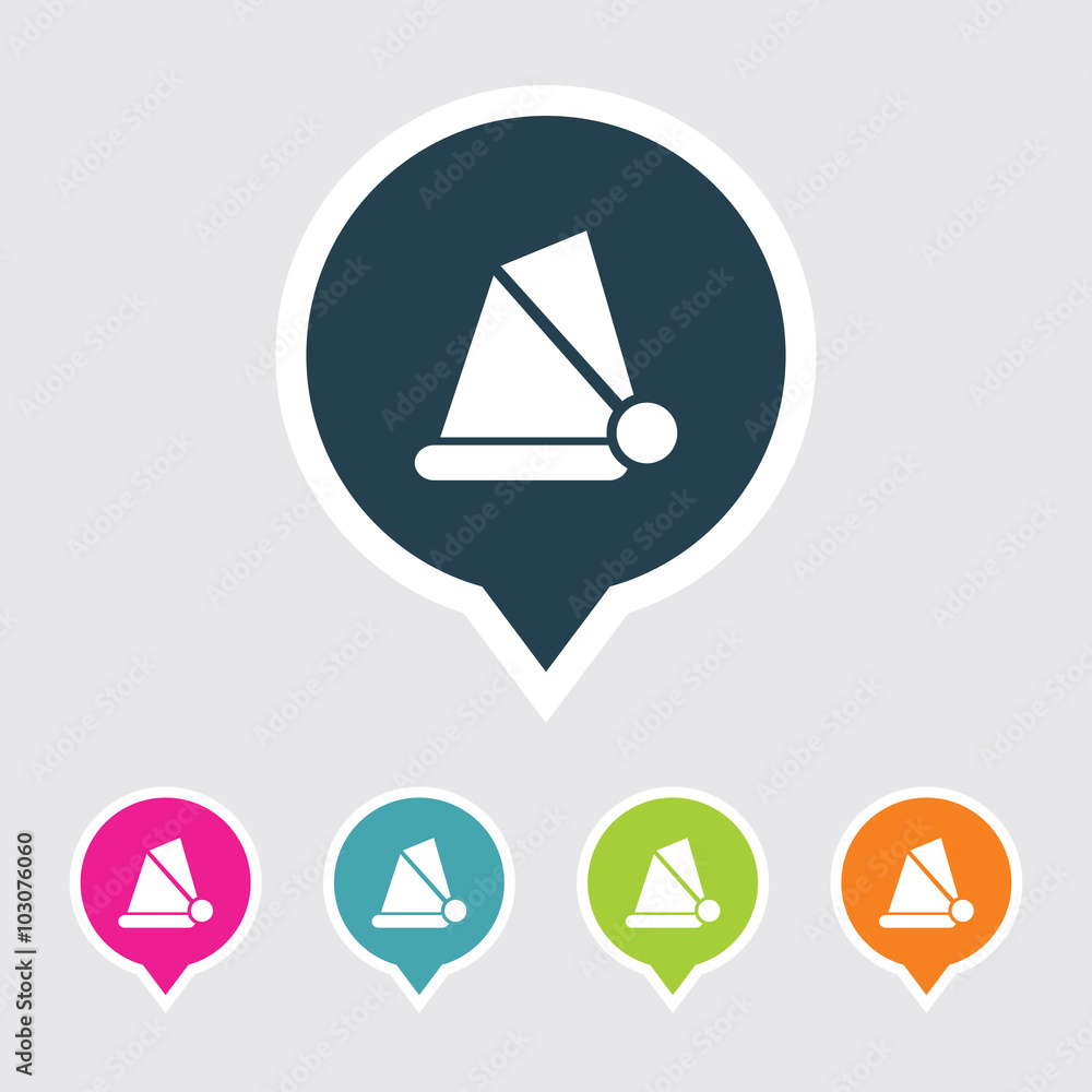 Poster very useful editable santa cap icon on different colored pointer shape. eps-10.