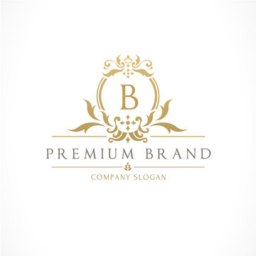 Luxury Crest logo with B letter design for hotel and fashion brand identity