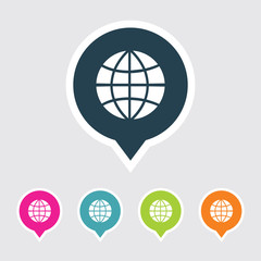 Very Useful Editable Globe Icon on Different Colored Pointer Shape. Eps-10.