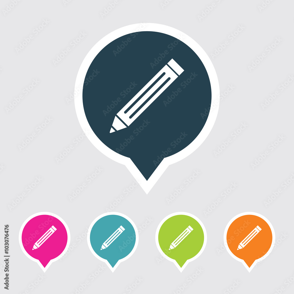 Aufkleber very useful editable pencil icon on different colored pointer shape. eps-10.