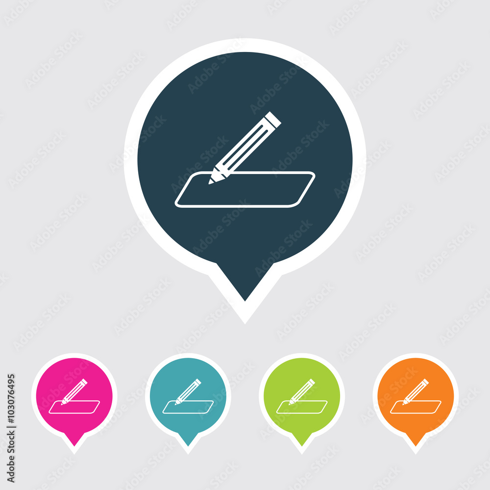 Aufkleber very useful editable pencil icon on different colored pointer shape. eps-10.