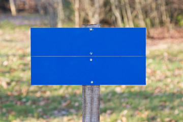 Blank blue road sign