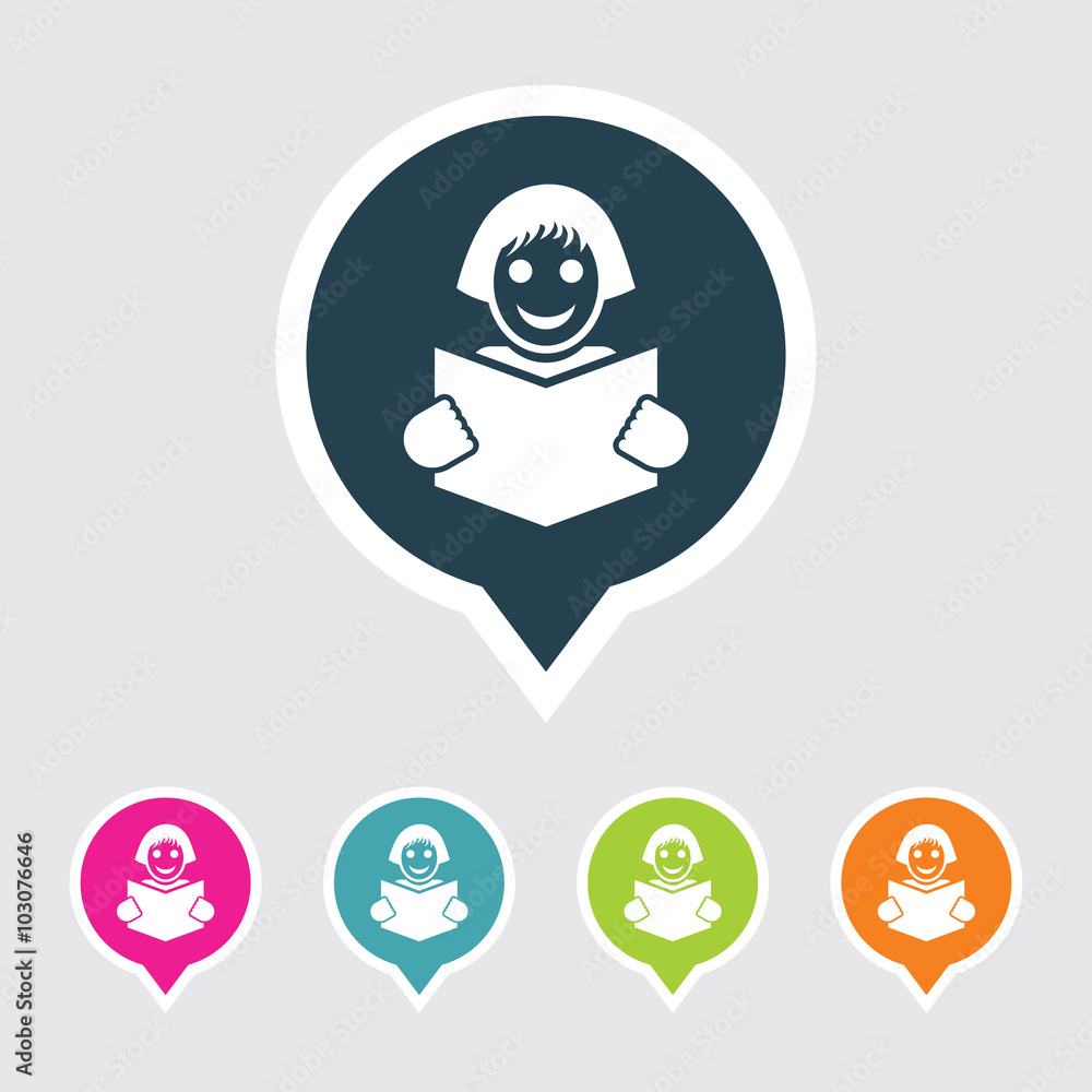 Poster very useful editable student icon on different colored pointer shape. eps-10.