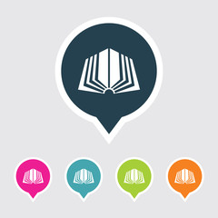 Very Useful Editable Book Icon on Different Colored Pointer Shape. Eps-10.