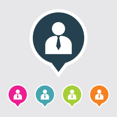 Obraz premium Very Useful Editable User Icon on Different Colored Pointer Shape. Eps-10.