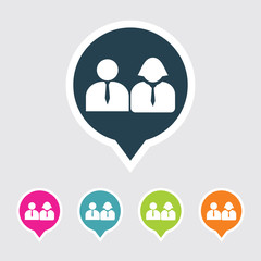 Very Useful Editable Team Icon on Different Colored Pointer Shape. Eps-10.